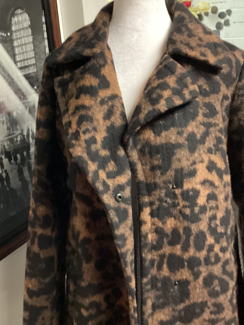 Karl Lagerfeld WOOLblend dark leopard coat, very unique, gorgeous Paris medium - Picture 6 of 12